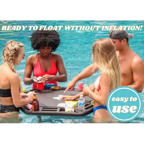  [아마존베스트]Polar Whale Floating Game or Card Table Tray for Pool or Beach Party Float Lounge Durable Foam Drink Holders with Waterproof Playing Cards Deck UV Resistant