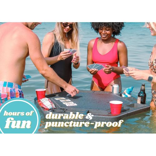  [아마존베스트]Polar Whale Floating Game or Card Table Tray for Pool or Beach Party Float Lounge Durable Foam Drink Holders with Waterproof Playing Cards Deck UV Resistant