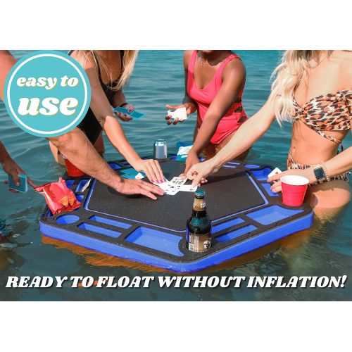  Polar Whale Floating Poker Table Red and Black Game Tray for Pool or Beach Party Float Lounge Durable Foam Chip Slots Drink Holders with Waterproof Playing Cards Deck UV Resistant