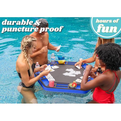  Polar Whale Floating Poker Table Red and Black Game Tray for Pool or Beach Party Float Lounge Durable Foam Chip Slots Drink Holders with Waterproof Playing Cards Deck UV Resistant