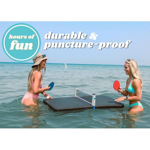  Polar Whale Floating Ping Pong Table Pool Party Table Tennis Float Game Durable Black Foam Uv Resistant Includes Net Paddles and Balls