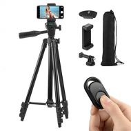 Polarduck Camera Mount Phone Tripod Stand: 51-Inch 130cm Lightweight Travel Tripod for iPhone with Remote & Phone Holder & GoPro Adapter Compatible with iPhone & Android Cell Phone