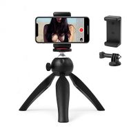 Polarduck Mini Tripod, Mini Phone Tripod Stand, Mini Tripod for iPhone/Compact DLSR/Samsung/Android Cellphone/Webcam/Projector with Universal Phone Mount & GoPro Mount, Fully Adjus