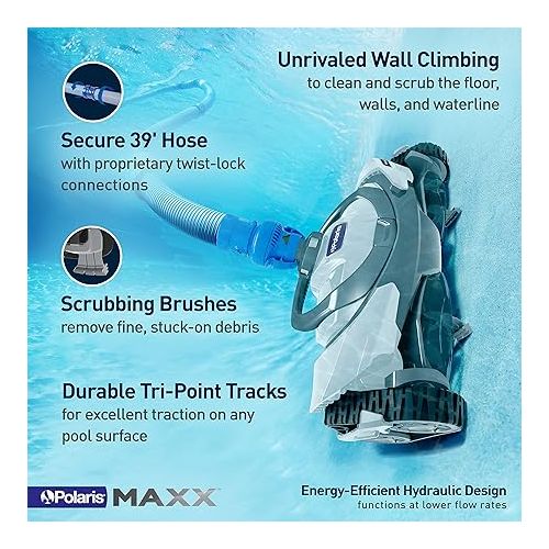  Polaris MAXX Premium Suction-Side Automatic Pool Cleaner for All In-Ground Pool Surfaces, Smart Navigation, Energy Efficient, Halo Technology for Easy Debris Removal