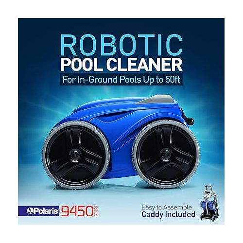  Polaris 9450 Sport Robotic Pool Cleaner, Automatic Vacuum for InGround Pools up to 50ft, 60ft Swivel Cable, Wall Climbing Vac w/Strong Suction & Easy Access Debris Canister