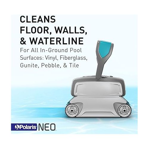  Polaris NEO Robotic Pool Cleaner, Automatic Vacuum for InGround Pools up to 40ft, Wall Climbing Vac w/ Strong Suction