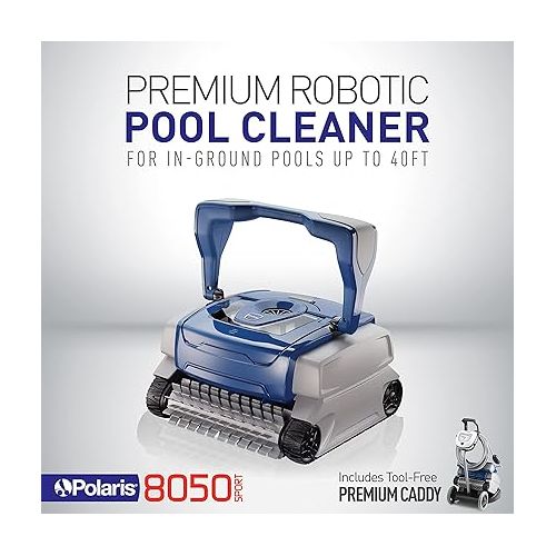  Polaris 8050 Sport Robotic Pool Cleaner, Automatic Vacuum for InGround Pools up to 40ft, Wall Climbing Vac w/ Strong Suction & Easy Access Transparent Lid