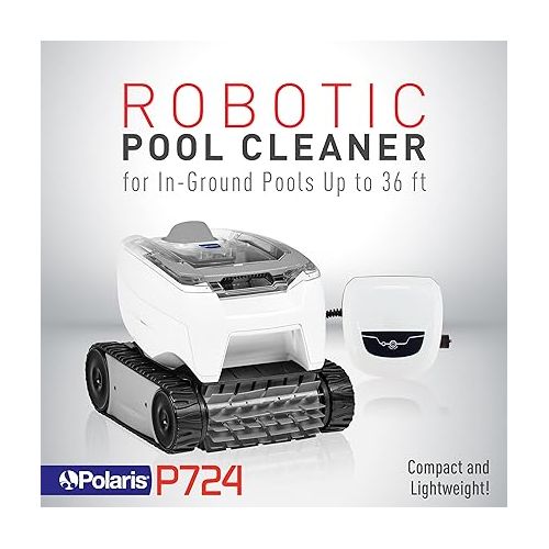  Polaris P724 Robotic Pool Cleaner, Lightweight Energy-Efficient Cleaner Perfect for In-Ground Pools up to 36-Feet, Cleans in as Little as 2.5 Hours