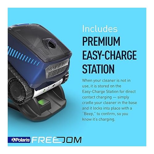  Polaris Freedom Cordless Robotic Pool Cleaner, Cable-Free for All In-Ground Pools up to 50ft, Four Cleaning Modes & Intelligent Cleaning Technology