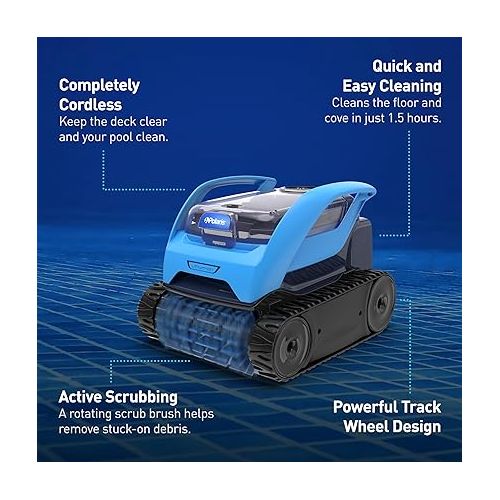  Polaris Pixel Compact Cordless Robotic Pool Cleaner for Above-Ground & In-Ground Pools up to 30ft, Long Lasting Battery, Compact & Lighweight w/Cyclonic Vacuum Technology