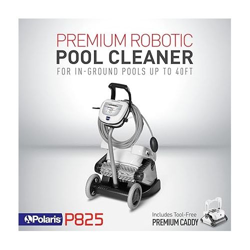  Polaris P825 Sport Robotic Pool Cleaner, Automatic Vacuum for InGround Pools up to 40ft, Wall Climbing Vac w/ Strong Suction & Easy Access Transparent Lid