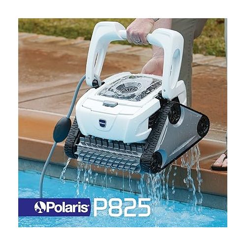  Polaris P825 Sport Robotic Pool Cleaner, Automatic Vacuum for InGround Pools up to 40ft, Wall Climbing Vac w/ Strong Suction & Easy Access Transparent Lid