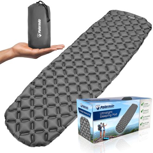  Polarmile Ultralight Sleeping Pad  Durable, Inflatable & Ultra-Compact  Best Sleeping Pads for Backpacking, Camping, Travel, Hiking  Lightweight Camp Sleep Pad Mat Air Mattress