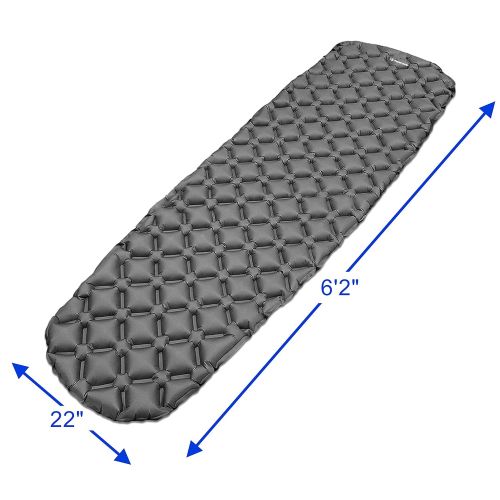  Polarmile Ultralight Sleeping Pad  Durable, Inflatable & Ultra-Compact  Best Sleeping Pads for Backpacking, Camping, Travel, Hiking  Lightweight Camp Sleep Pad Mat Air Mattress