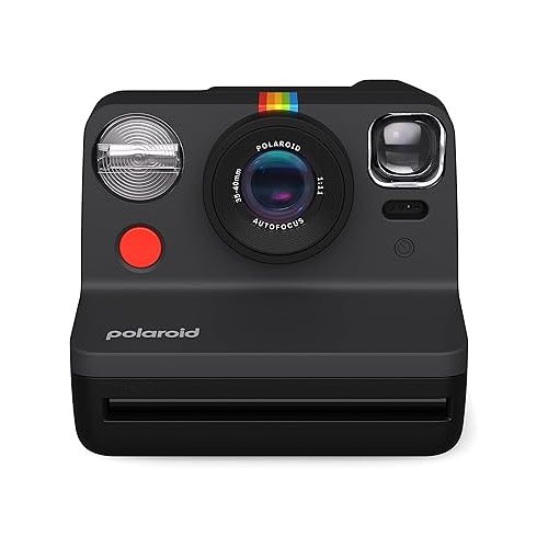 폴라로이드 Polaroid Now 2nd Generation I-Type Instant Camera + Film Bundle - Now Black Camera + 16 Color Photos (6248)- Black