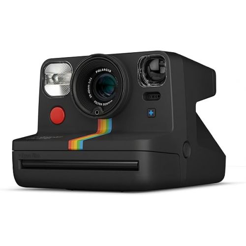 폴라로이드 Polaroid Now+ Black (9061) - Bluetooth Connected I-Type Instant Film Camera with Bonus Lens Filter Set