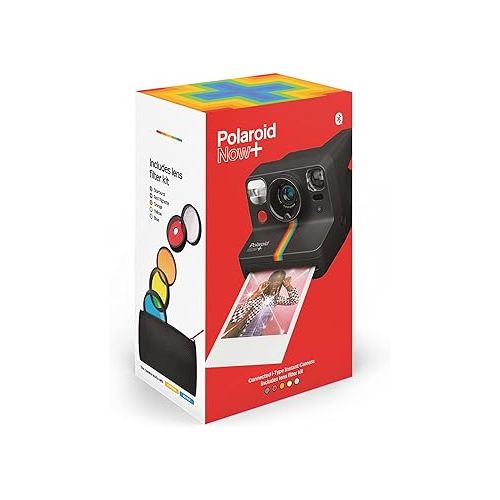 폴라로이드 Polaroid Now+ Black (9061) - Bluetooth Connected I-Type Instant Film Camera (Renewed)