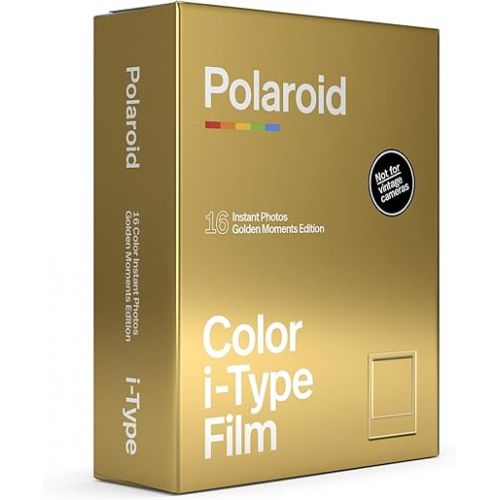 폴라로이드 Polaroid Now I-Type Instant Camera -White Camera + Gold Film Bundle (6185), White/Gold