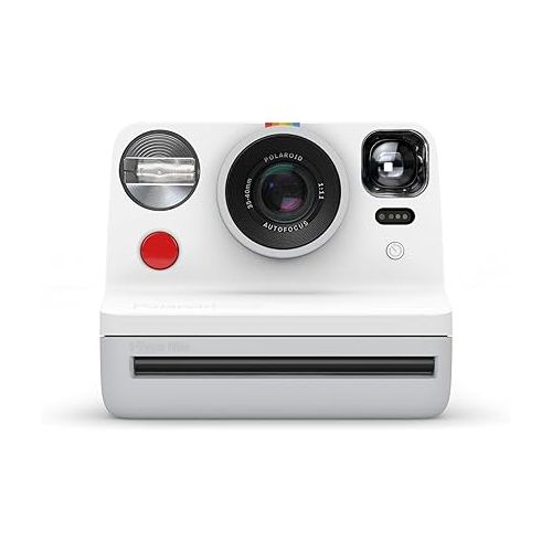 폴라로이드 Polaroid Now I-Type Instant Camera -White Camera + Gold Film Bundle (6185), White/Gold