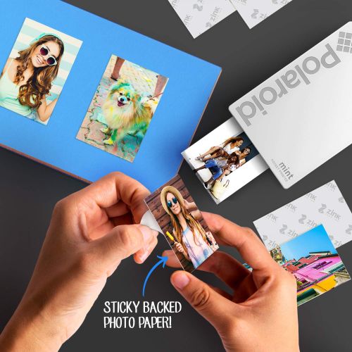 폴라로이드 Polaroid Mint Pocket Printer W/ Zink Zero Ink Technology & Built-In Bluetooth for Android & iOS Devices - White