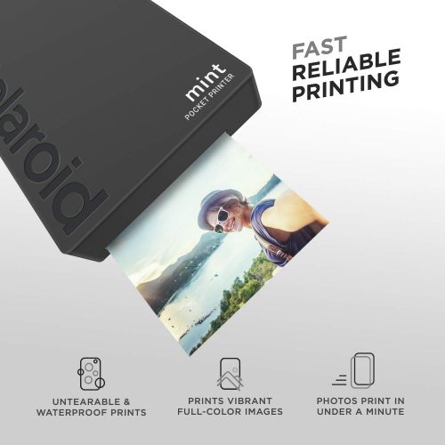 폴라로이드 Polaroid Mint Pocket Printer W/ Zink Zero Ink Technology & Built-In Bluetooth for Android & iOS Devices - Black