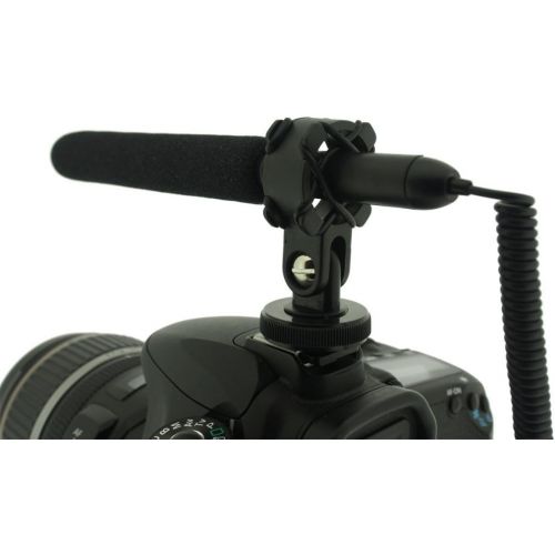 폴라로이드 Polaroid Pro Video Ultra Thin & Light Condenser Shotgun Microphone With Shock Mount For The Samsung SMX-F43, F44, F40, F54, F50, F53, H204, H200, H203, H205, H300, H303, H304, H305