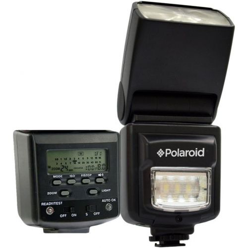 폴라로이드 Polaroid PL-160DN Studio Series Digital Power Zoom TTL Shoe Mount AF Dua Flash With LCD Display + Built In LED Video Light For The Nikon D40, D40x, D50, D60, D70, D80, D90, D100, D