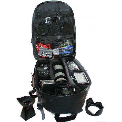 폴라로이드 Polaroid Studio Series SLR / DSLR Camera Backpack (Black) For The Sony Alpha NEX-C3, 7, 6, 5N, 5R, 5T, 5, 3, 3N, F3, SLT-A33, A35, A37, A55, A57, A58, A65, A77, A99, DSLR A100, A20