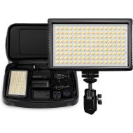 Polaroid Dimmable LED Camera/Video Light 144 w/ Variable Color Temperature, Li-Ion Battery & Charger, Swivel Head, EU/UK Adapters, Diffuser Filter & Carry Bag, 2+ Hour Run Time