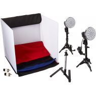 Polaroid Pro Table Top Photo Studio Kit with 2 LED Lights, 2 Light Stands, 1 Tripod, 4 Color Backdrops, 3 Diffuser Screens, 1 Carry Bag