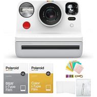 Polaroid Originals Now Viewfinder i-Type Instant Camera White on White Bundle w/Color & B&W Instant Film & Polaroid Accessory Kit (4 Items)