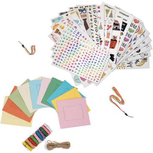 폴라로이드 Polaroid Holiday Accessory Gift Bundle for HP Sprocket, Prynt Instant Printer - 7 Fun Colorful Sticker Sets + 10 Hanging Frames Kit + Neck/Hand Strap