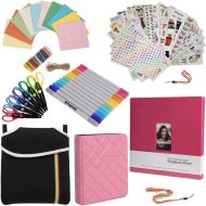 Polaroid Accessory Bundle for Fuji Instax (Mini 8, 26, 90, 300) - 8x8 Scrapbook + Pouch + 6 Edged Scissors + Album + 7 Colorful Sticker Sets + Twin Tip Markers + Hanging Frames +Neck/Hand S