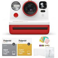 Polaroid Originals Now Viewfinder i-Type Instant Camera (Red) Bundle w/Color & B&W Instant Film & Polaroid Accessory Kit (4 Items)