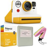 Polaroid Now i-Type Instant Camera - Yellow + Polaroid Color Instant Film for i-Type - Double Pack + Grey Album + Neck Strap