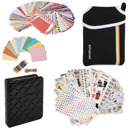 폴라로이드 Polaroid Deluxe Bundle - 9 Unique Sticker Sets + Neoprene Pouch + Photo Album + 100 Sticker Border Frames + Hanging Frames for 2x3 HP Sprocket, LG, Prynt, Lifeprint Printer Projects