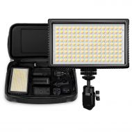 Polaroid 350 LED On Camera video Light with LCD Color Temperature & Brightness Dimmers, Dual Li-Ion Batteries, Charger, ACDC Power Adapters, Barn Doors, Ball Head, Diffuser, EUU