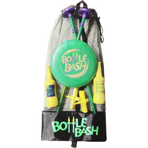  Poleish Sports Bottle Bash Outdoor Flying Disc Game Set ? Disc Toss Game for Family, Adult & Kids, Backyard and Beach Game - Frisbee Target Lawn Game with Poles & Bottles (Beersbee & Polish Horse