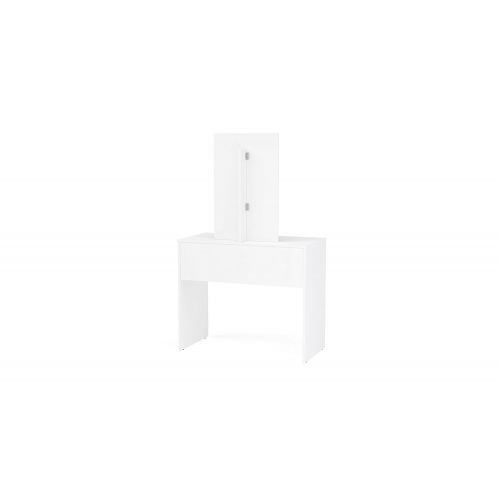  Polifurniture 401601980009 Conquista Vanity/Makeup Table with 2 Drawer & Mirror White