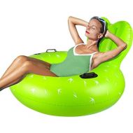 Polita Pool Float, Inflatable Pool Floats Adult with Cup Holder, 40 Large Size Floaties, Comfortable and Sturdiness Back Support, Beach Floats for Adults Come with 2 Patches (Cactu