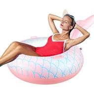 Polita Pool Float, Inflatable Pool Floats with Cup Holder, Multi-Purpose 40 Large Size Floaties, Comfortable and Sturdiness Back Support, Beach Floats for Adults Come with 2 Patche
