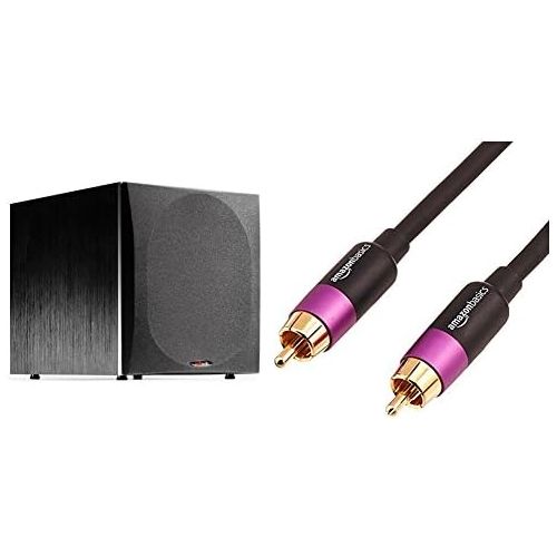  Polk Audio PSW505 12-Inch Powered Subwoofer (Single, Black) & AmazonBasics Subwoofer Cable - 15 Feet