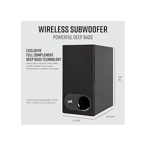  Polk Audio Signa S2 Sound Bar & Wireless Subwoofer - Exclusive VoiceAdjust Technology, Ultra-Slim Design, Works with 4K & HD TVs, HDMI & Optical, Bluetooth, Wireless Streaming