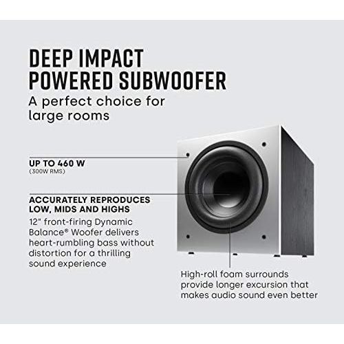  [아마존베스트]Polk Audio PSW505 12 Powered Subwoofer - High Precision Bass with Extreme Power & Wide Soundstage | Up to 460 Watts | Big Bass at a Great Value