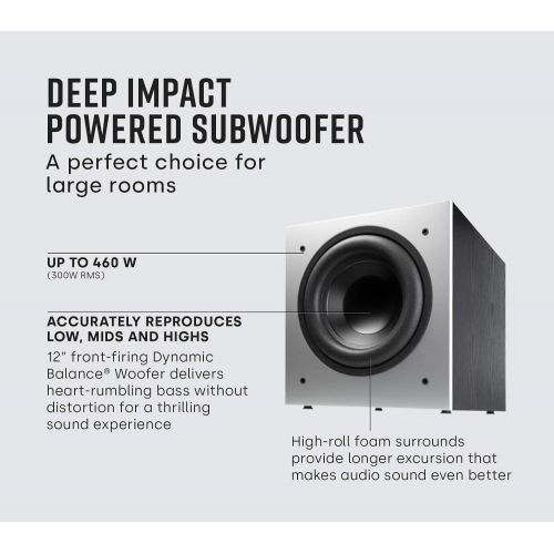  [아마존베스트]Polk Audio PSW505 12 Powered Subwoofer - High Precision Bass with Extreme Power & Wide Soundstage | Up to 460 Watts | Big Bass at a Great Value