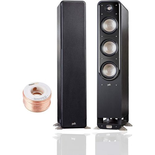  [아마존베스트]Polk Audio Signature Series S60 Floor Standing Speaker (Pair) with Amazon Basics 14 Gauge 50 Wire Cable | American HiFi Surround Sound | Stylish Looks, Big Sound | Detachable Magne