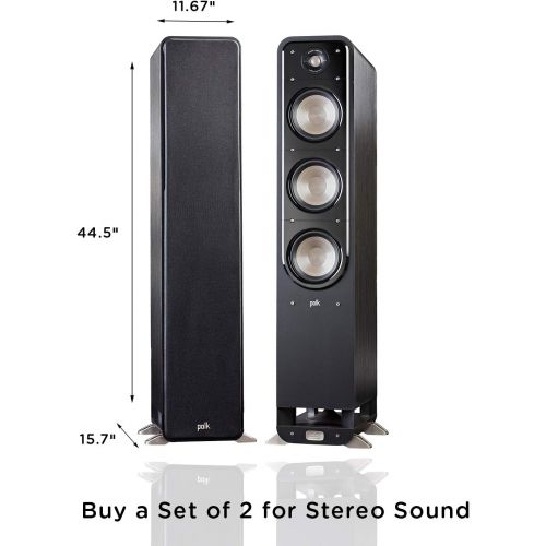  [아마존베스트]Polk Audio Signature Series S60 Floor Standing Speaker (Pair) with Amazon Basics 14 Gauge 50 Wire Cable | American HiFi Surround Sound | Stylish Looks, Big Sound | Detachable Magne