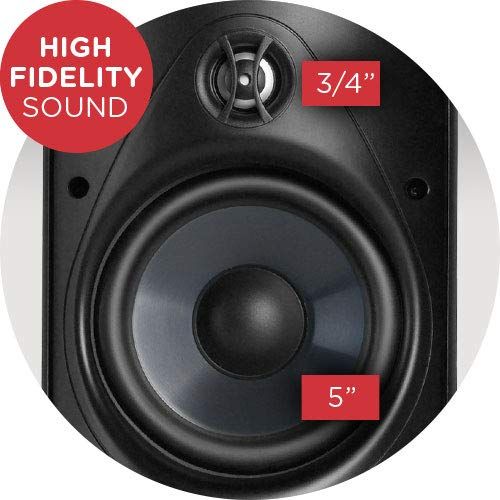  Polk Audio Atrium 5 Outdoor Speakers with Powerful Bass (Pair, White) - All-Weather Durability | Broad Sound Coverage | Speed-Lock Mounting System