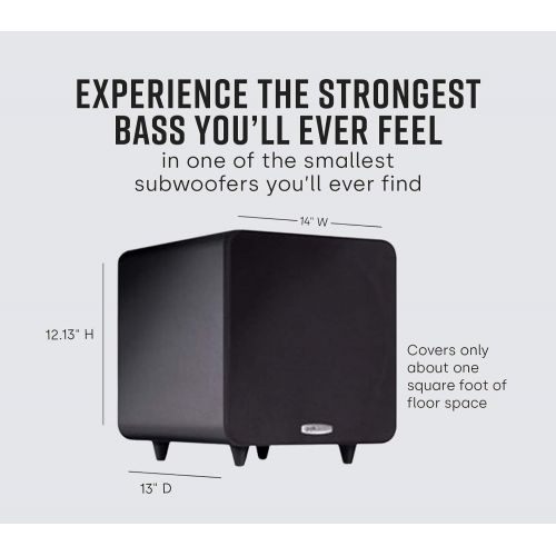  Polk Audio PSW111 8 Powered Subwoofer - Power Port Technology Up to 300 Watt Amp Big Bass in Compact Size Easy Setup with Home Theater Systems Black