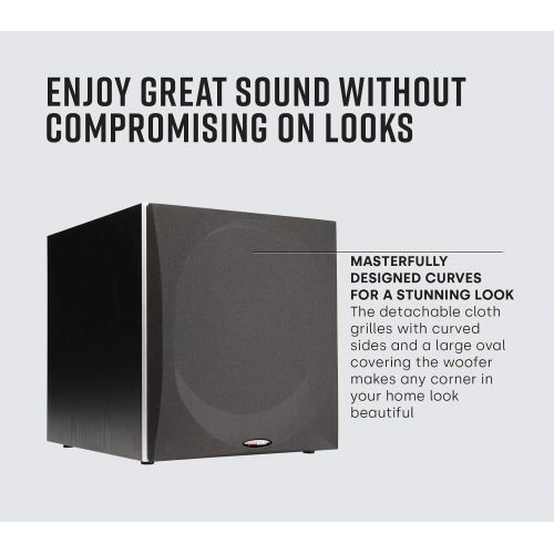  Polk Audio PSW505 12 Powered Subwoofer - Deep Bass Impact & Distortion-Free Sound, Up to 460 Watts, Easy Integration with Home Theater Systems, BLACK